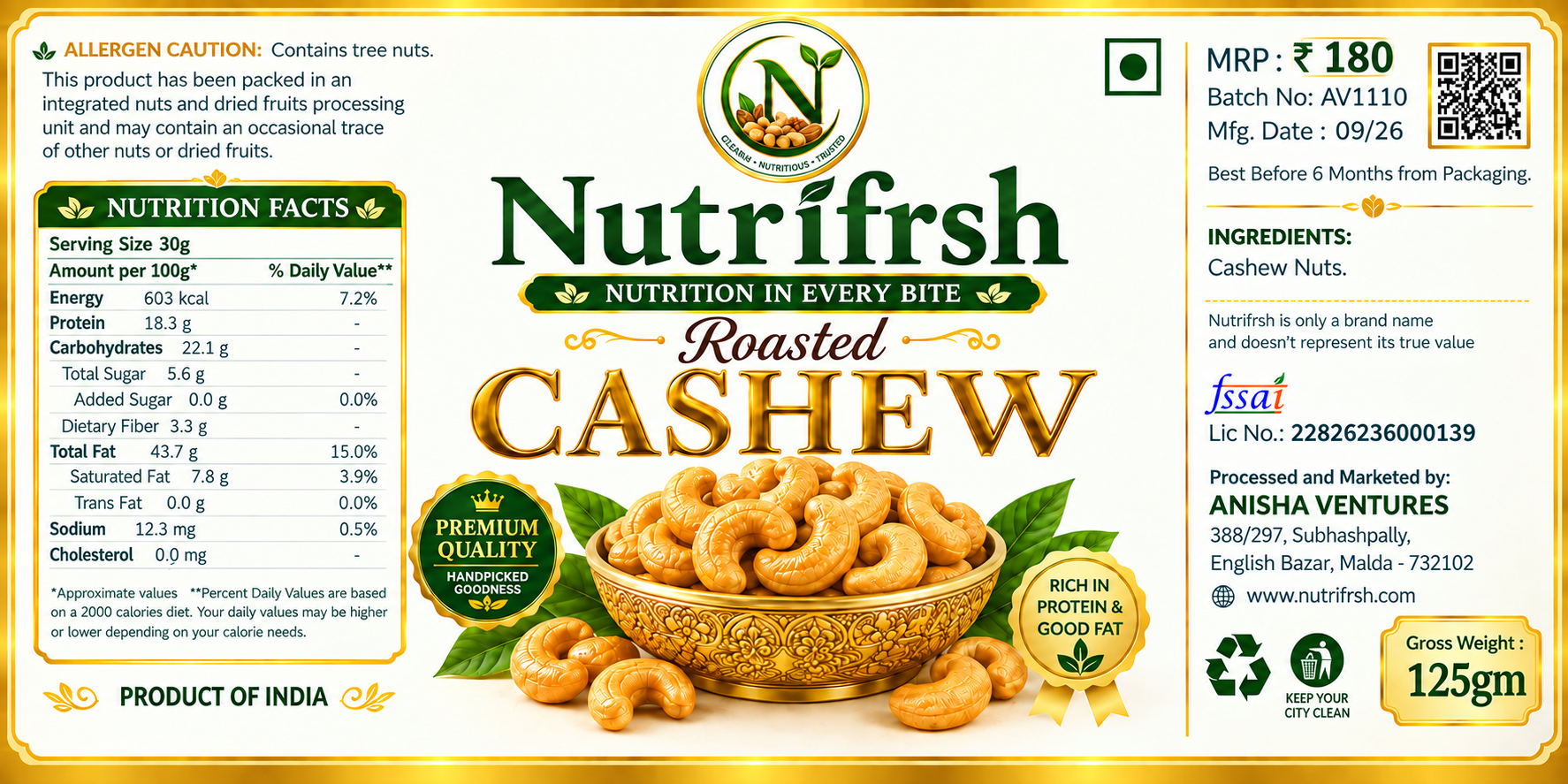 Nutrifrsh roasted cashew